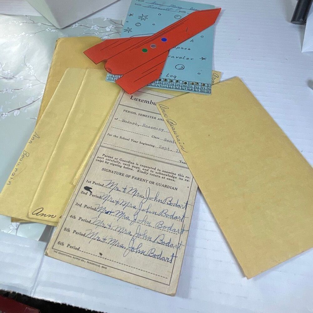 Vintage Ephemera Report cards from 1940’s and 8 years after.